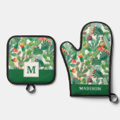 水彩サボテン 鍋つかみ&鍋敷きセット (正面)