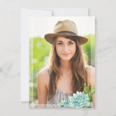 水彩サボテンEucalyptus写真卒業 招待状 (裏面)