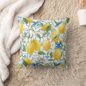 水彩サマーイエローレモンブルーシチリアンタイル クッション (ブランケット)