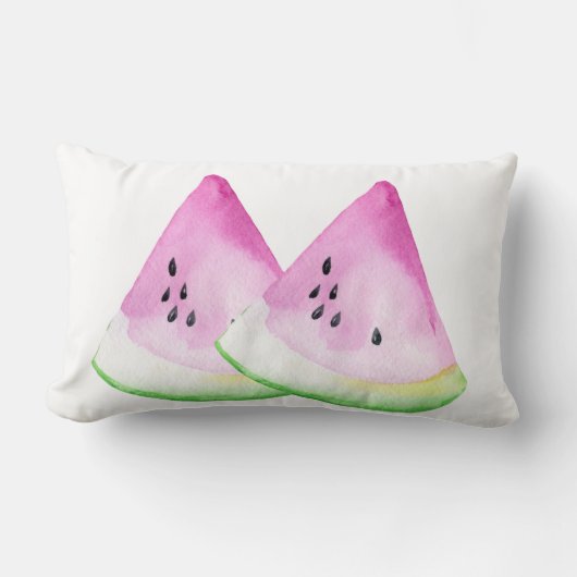 水彩サマースイカのスライスアクセント ランバークッション (正面)