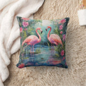 水彩サマーフラミンゴ クッション (ブランケット)