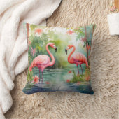 水彩サマーフラミンゴ クッション (ブランケット)