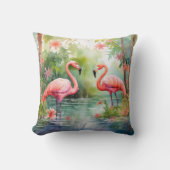 水彩サマーフラミンゴ クッション (正面)