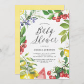 水彩サマーフルーツフローラベビーシャワー 招待状 (正面/裏面)