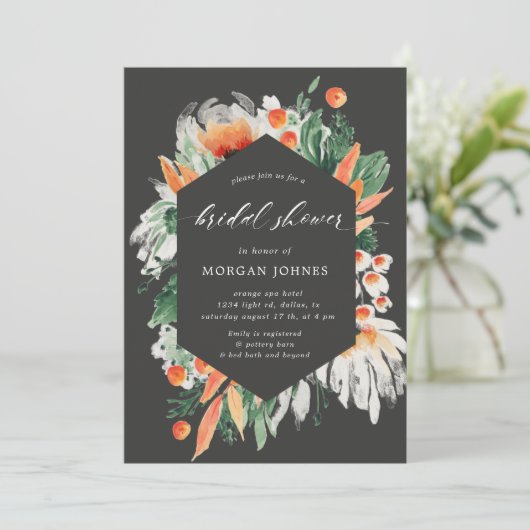 水彩サマーワイルドフラワーブライダルシャワー招待状 (スタンド正面)