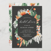 水彩サマーワイルドフラワーブライダルシャワー招待状 (正面/裏面)