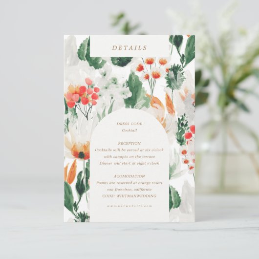 水彩サマーワイルドフラワー披露宴詳細 エンクロージャーカード (スタンド正面)