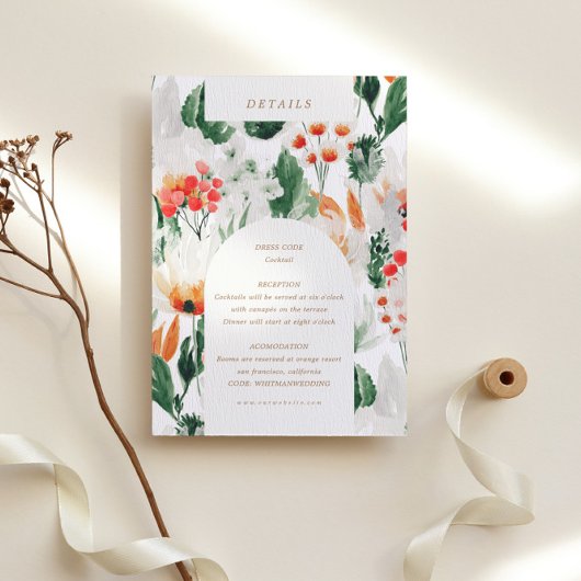 水彩サマーワイルドフラワー披露宴詳細 エンクロージャーカード