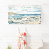 水彩サマー海ビーチ結婚式 横断幕 (インサイチュ)
