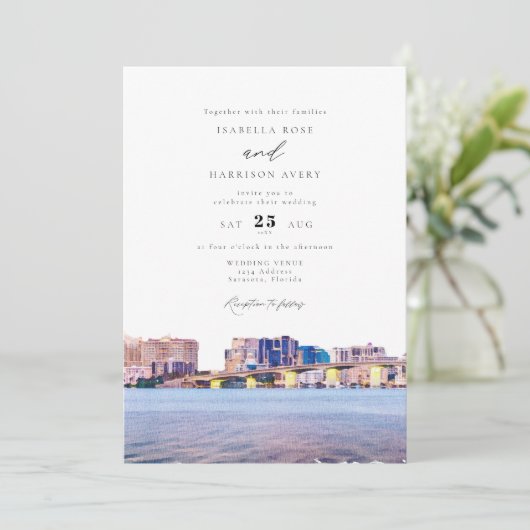 水彩サラソタフロリダスカ絵を描イラ結婚インズ 招待状 (スタンド正面)