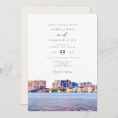 水彩サラソタフロリダスカ絵を描イラ結婚インズ 招待状 (正面/裏面)