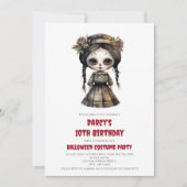 水彩サリー人形スプークの誕生日 招待状 (正面)