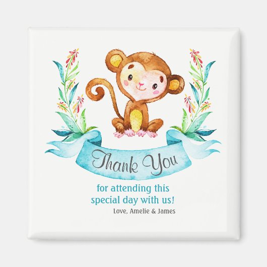 水彩サルの少年ありがとう マグネット (正面)