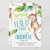 水彩サルの誕生日パーティーの招待 招待状 (正面/裏面)