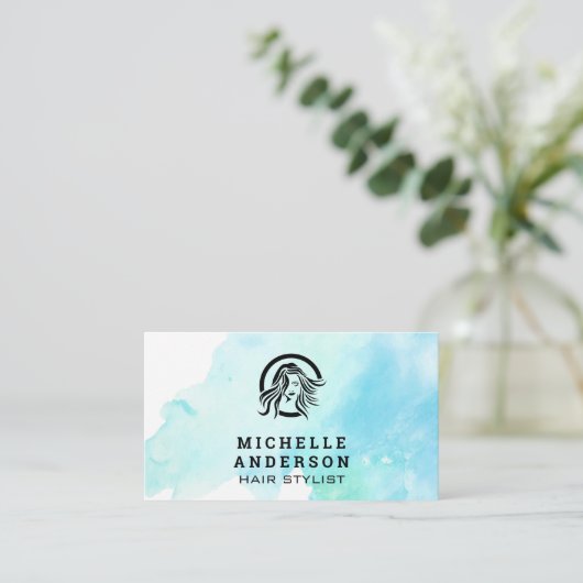 水彩サロンヘア美しいロゴ |ロイヤリティカード ロイヤリティカード (スタンド正面)