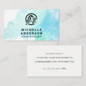 水彩サロンヘア美しいロゴ |ロイヤリティカード ロイヤリティカード (正面/裏面)