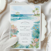 水彩サンアンドレズコロンビア結婚ズ 招待状