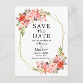 水彩サンゴバラジオフレーム日付を保存 ポストカード (正面)