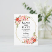 水彩サンゴバラジオフレーム日付を保存 ポストカード (スタンド正面)