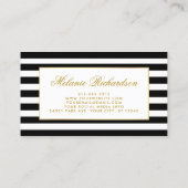 水彩サンゴフローラエレガント金ゴールド黒ストライプの 名刺 (裏面)