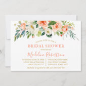 水彩サンゴフローラ金ゴールドブライダルシャワー 招待状 (正面)