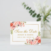 水彩サンゴフローラ金ゴールド保存日 案内ポストカード (スタンド正面)