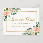 水彩サンゴフローラ金ゴールド保存日 案内ポストカード (正面)