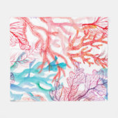 水彩サンゴ下部にシームレスなパターン フリースブランケット (正面(横))