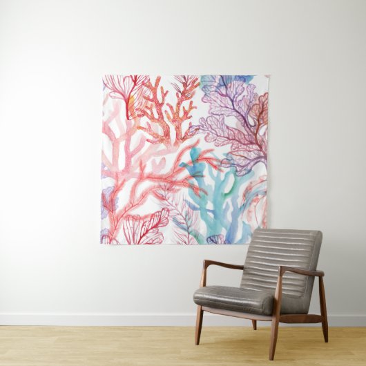 水彩サンゴ：水中の世界のパターン。 タペストリー (インサイチュ)