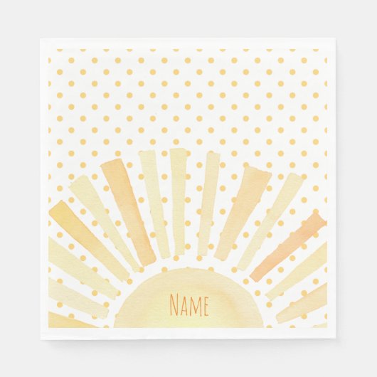 水彩サンシャインオレンジイエロー水玉模様夏 スタンダードランチョンナプキン (正面)