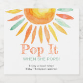 水彩サンシャインキュートポップ・アートのサンイットポップ スパークリングワインラベル (シングルラベル)