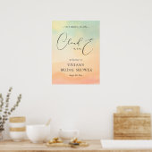 水彩サンセットオンクラウド9ブライダルシャワーへようこそ ポスター (キッチン)