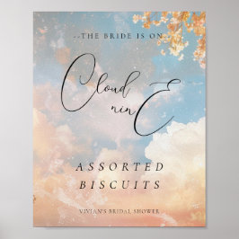 水彩サンセットクラウド9ブライダルシャワーフードサイン ポスター