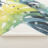 水彩サンセットパームツリー葉 シェルパブランケット (3/4)