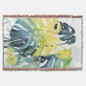 水彩サンセットパームツリー葉 スローブランケット (正面)