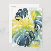 水彩サンセットパームツリー葉 ポストカード (正面/裏面)