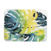 水彩サンセットパームツリー葉 マグネット (横)