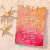 水彩サンセットビーチカップルのウェディングシャワー 招待状
