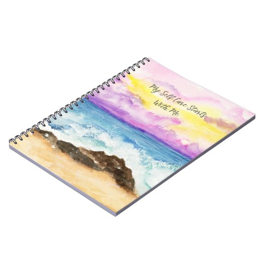 水彩サンセットビーチ気に自己が私で始まる ノートブック (左側)