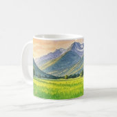 水彩サンセットマウンテンランドスケープマグ コーヒーマグカップ (正面左)