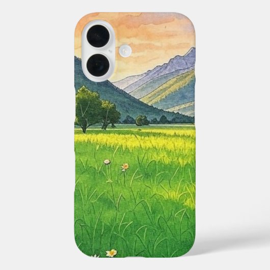 水彩サンセットマウンテンランドスケープ Case-Mate iPhoneケース (裏面)
