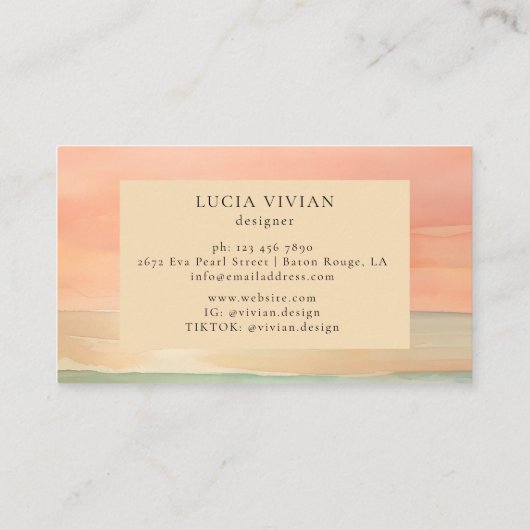 水彩サンセットミニマリストデザイナー 名刺 (裏面)