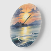 水彩サンセット ラージ壁時計 (傾斜)