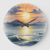 水彩サンセット ラージ壁時計 (正面)