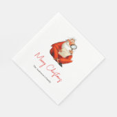 水彩サンタおもしろホリデー コクテール ナプキン スタンダードランチョンナプキン (角)