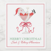 水彩サンタクリスマスカクテルパーティー ワインラベル (シングルラベル)