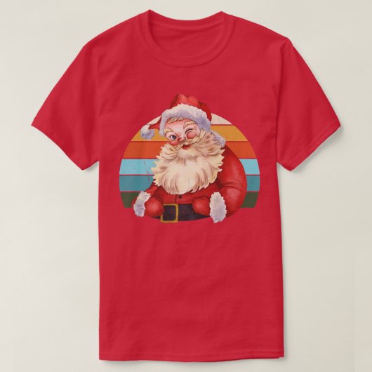 水彩サンタクリスマスツリーライトズクリスマスティーン Tシャツ (デザイン正面)