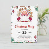 水彩サンタクリスマスパーティの招待状カード 招待状 (スタンド正面)