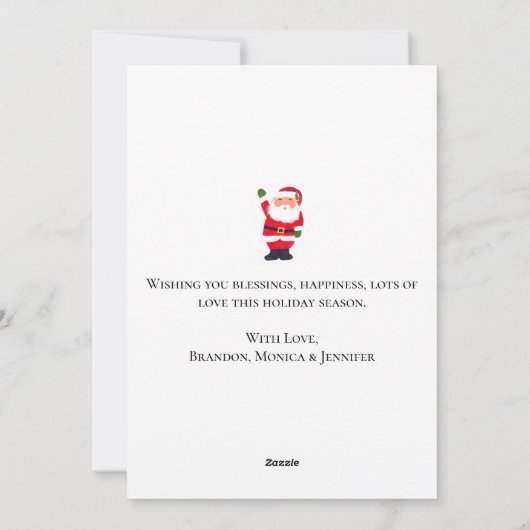 水彩サンタクロースと明るいメリークリスマス シーズンカード (裏面)