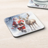 水彩サンタコースターセット コースター (左側)